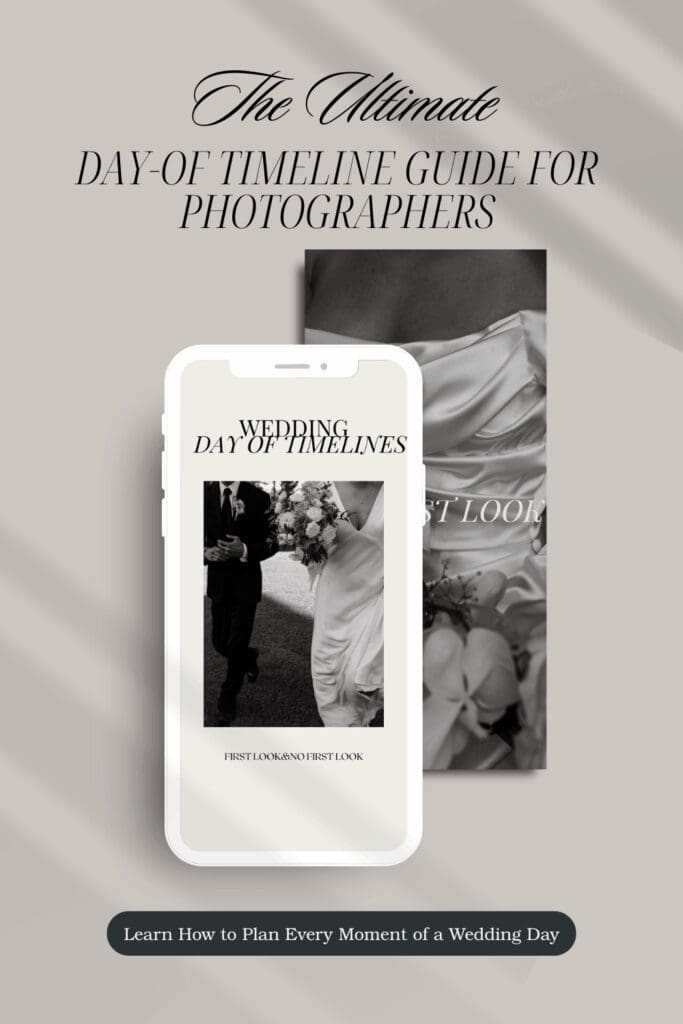 Day-of timeline guide for photographers product cover on desk