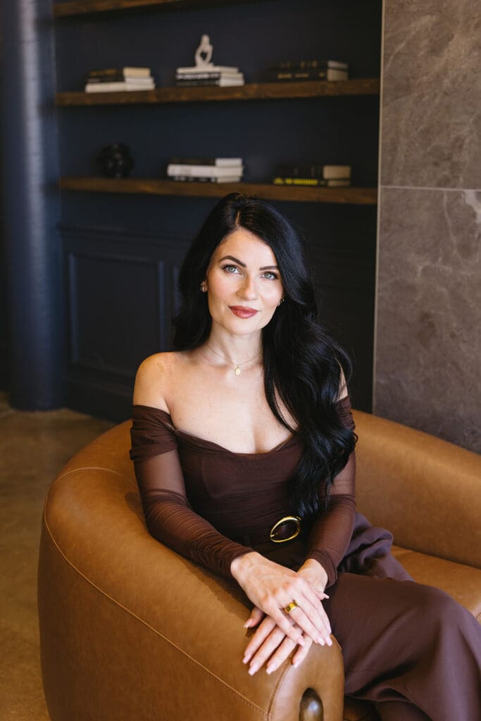 Modern lifestyle portrait of med spa team member during Dallas brand session.