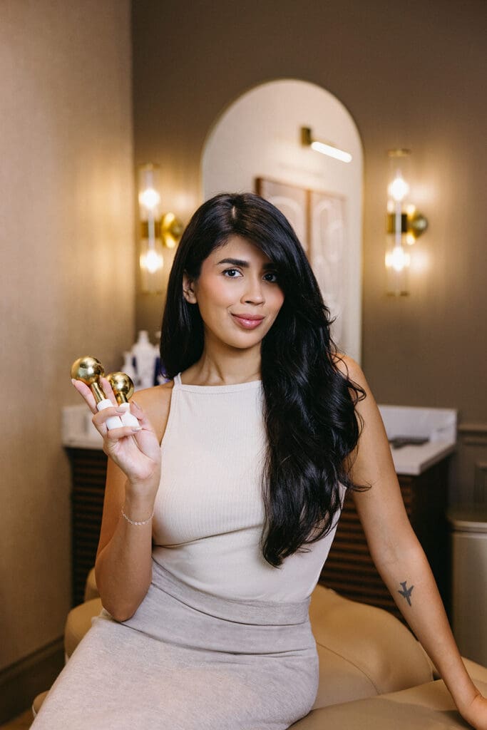 Modern lifestyle portrait of med spa team member during Dallas brand session.